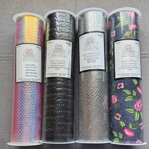 Set of Four Faux Leather and Snakeskin Ribbons